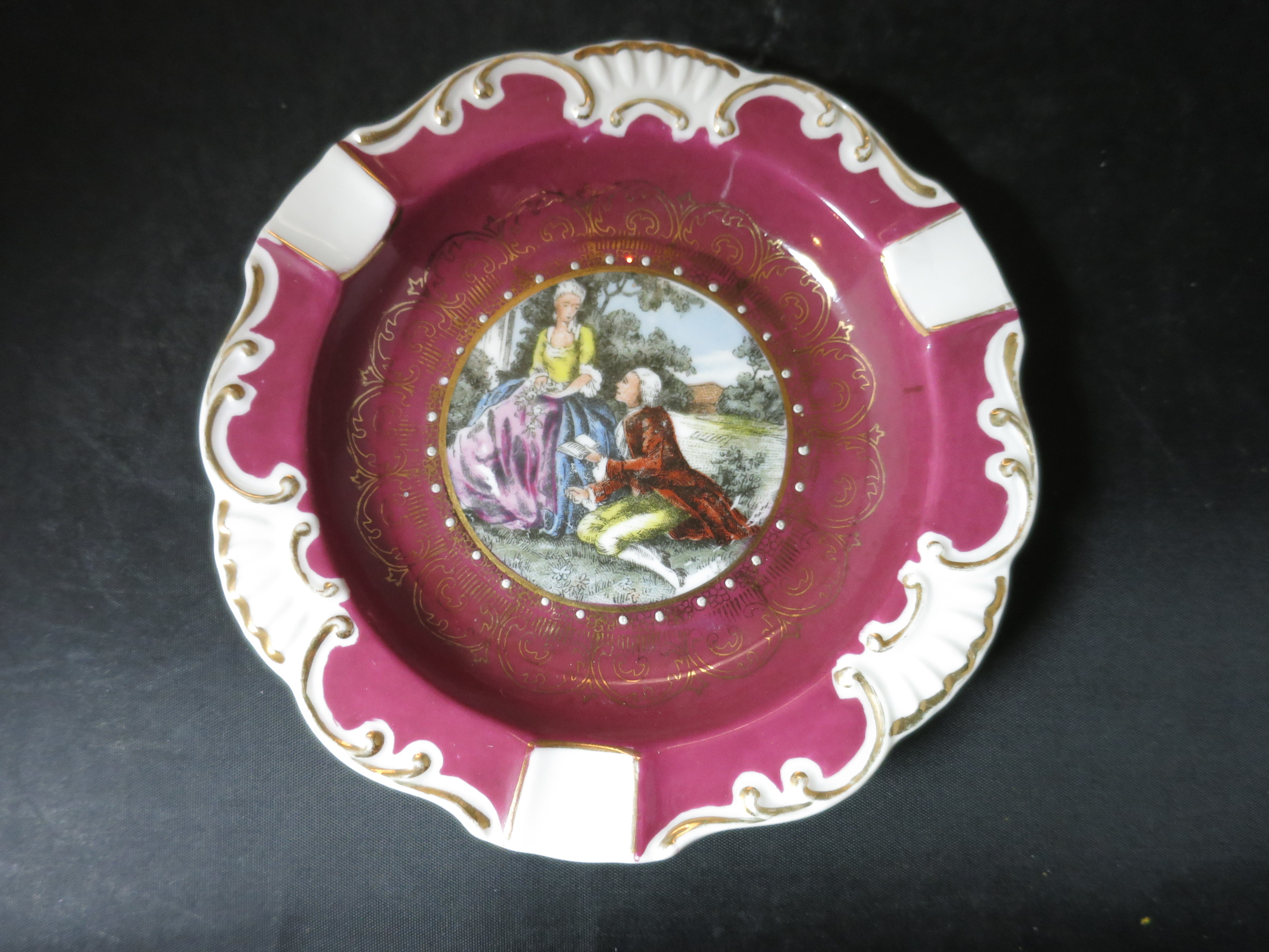 Occupied Japan Hand Painted Ashtray Andres Sadek Gent Lady