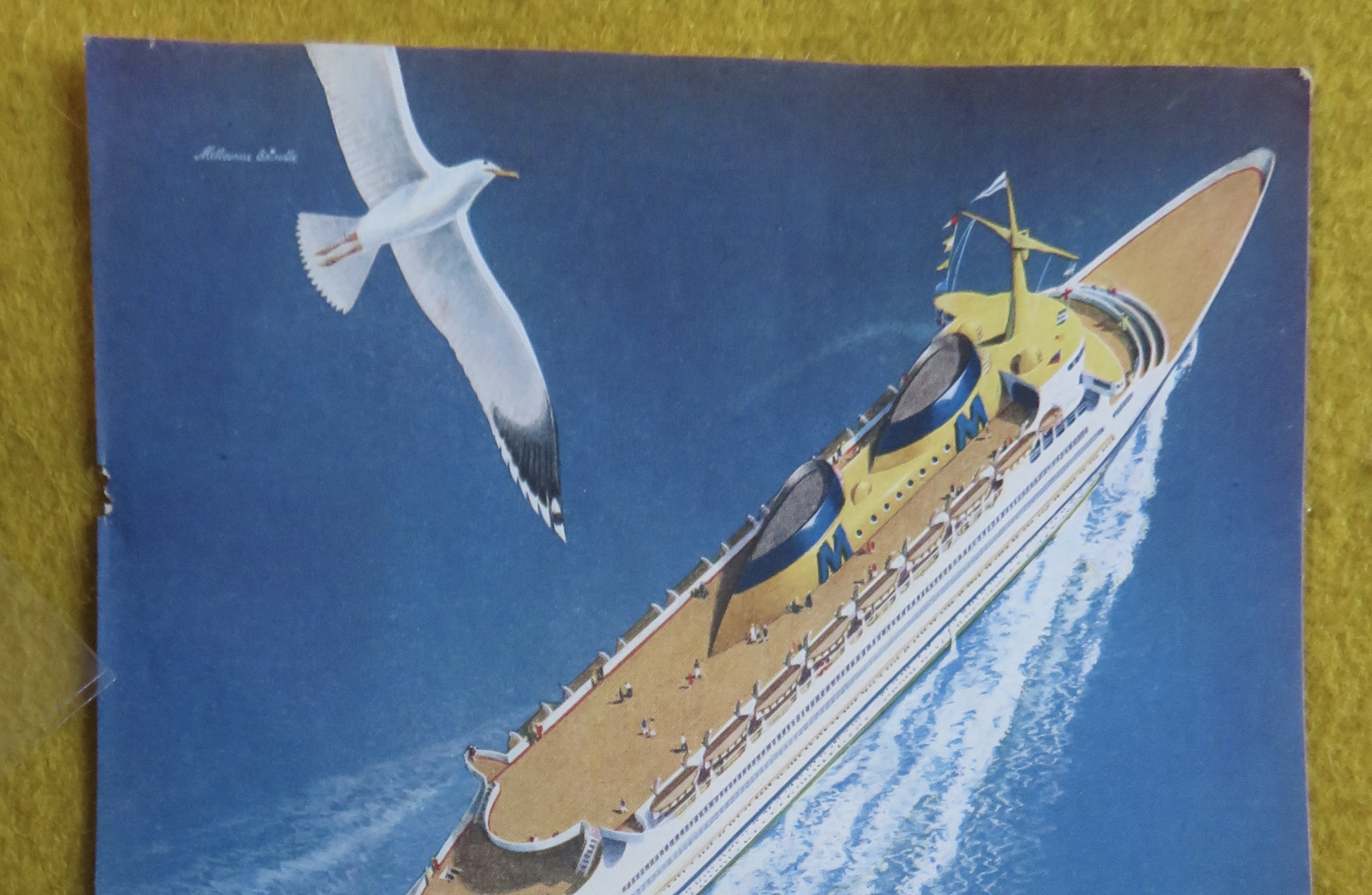 1946 Matson with Bird Flying Above Cruise Ship