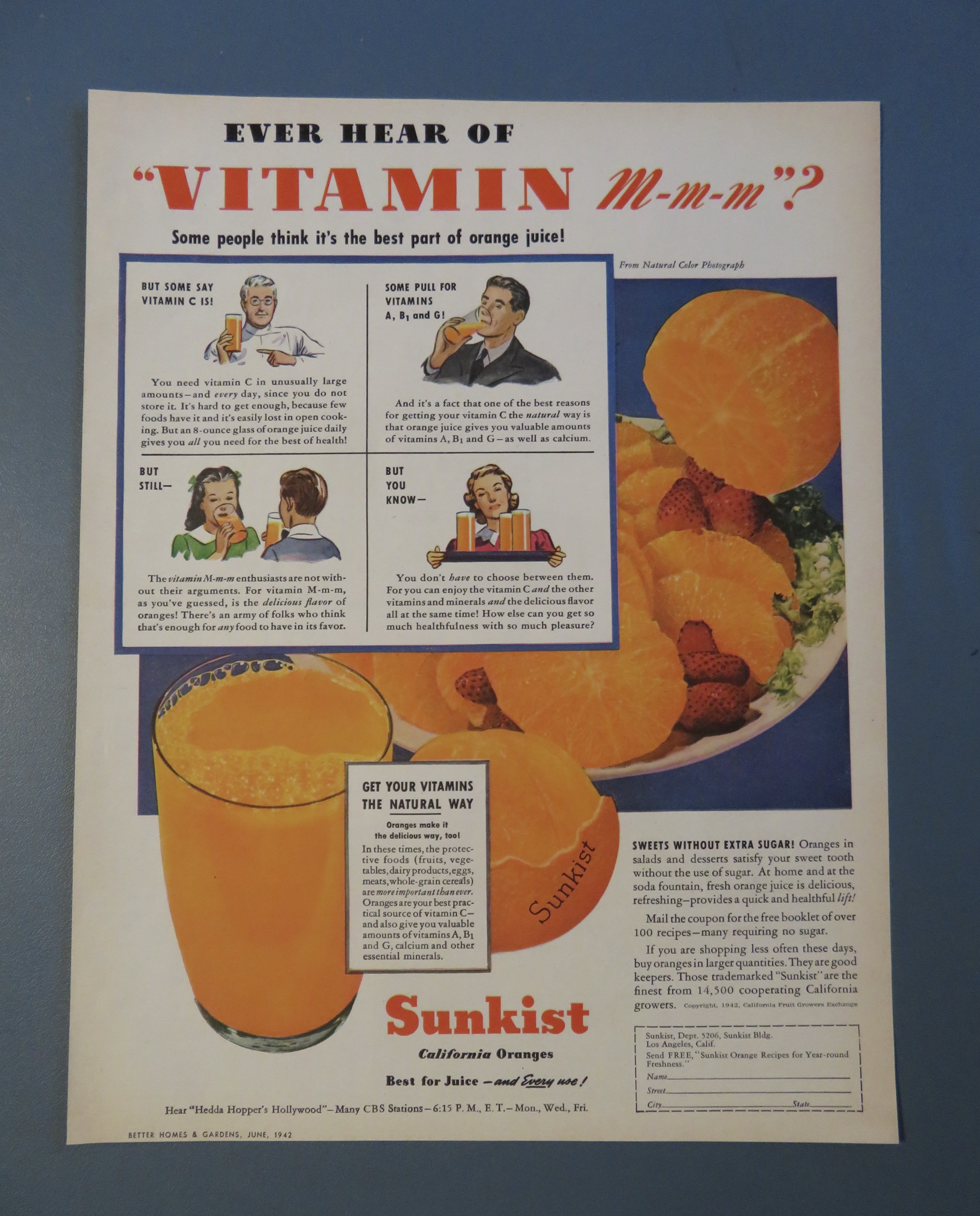 1942 Sunkist California Oranges with Vitamins