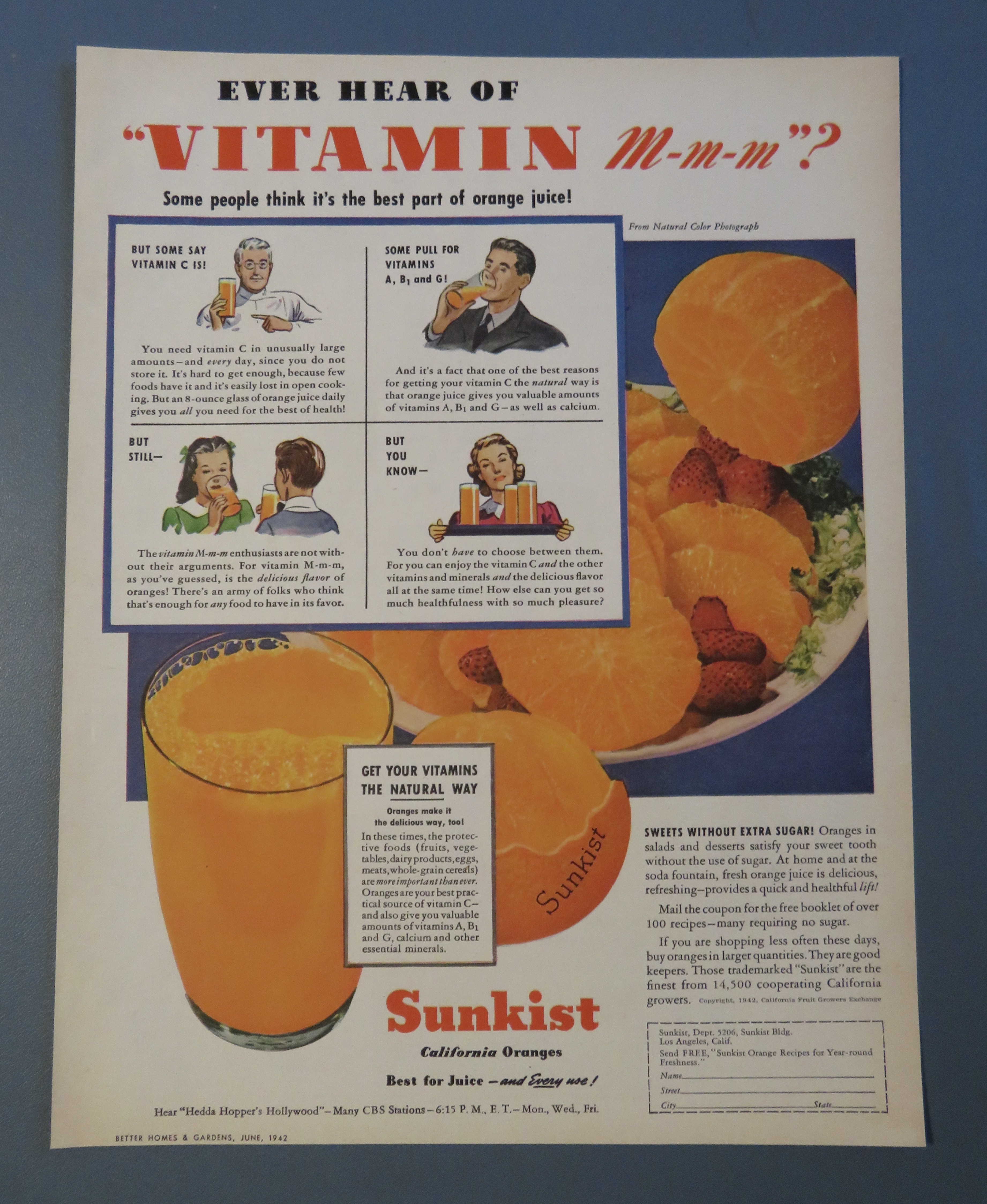 1942 Sunkist California Oranges with Vitamins