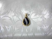 14K Electroplate CZ & Black Onyx Pendant