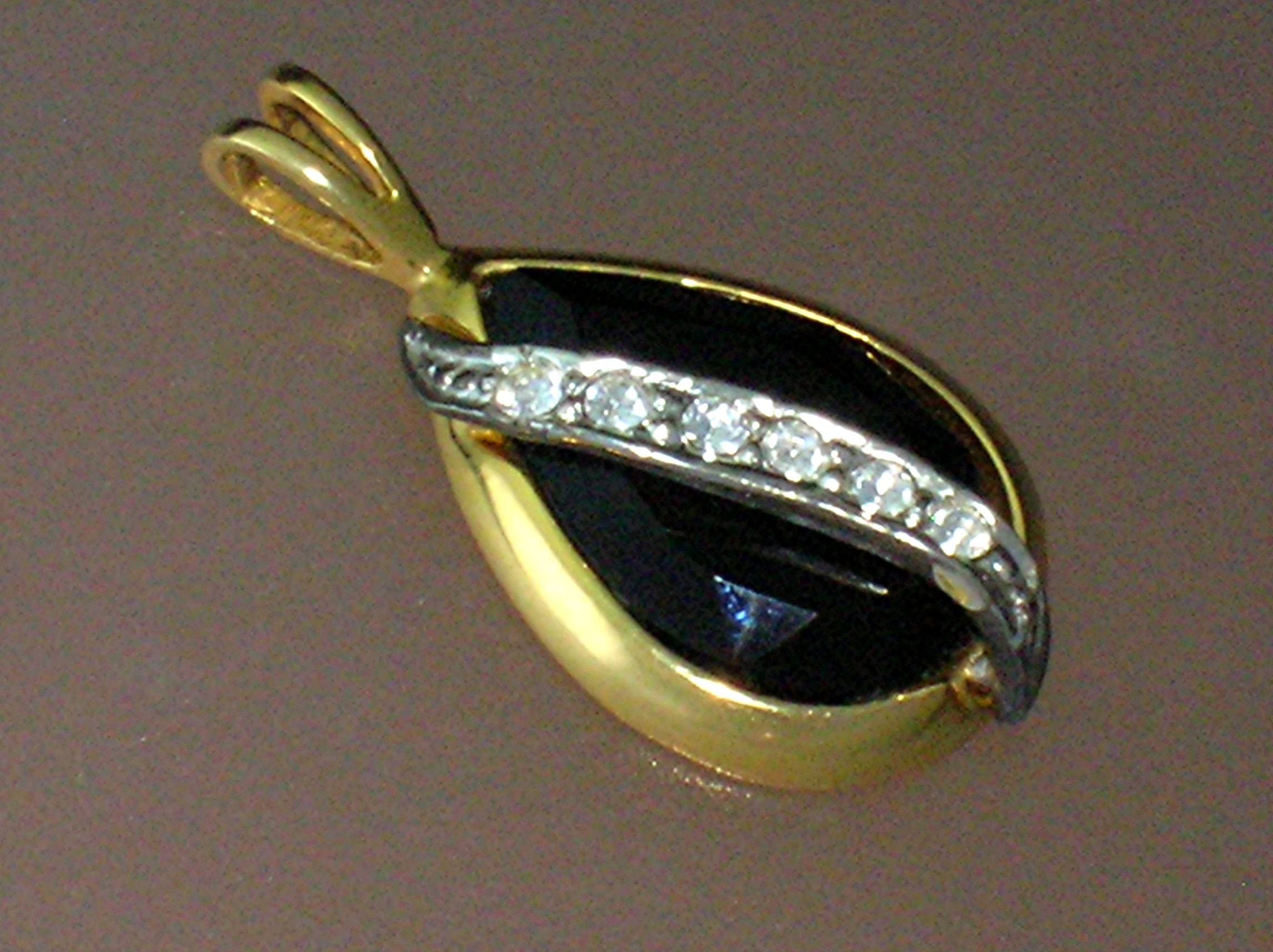14K Electroplate CZ & Black Onyx Pendant