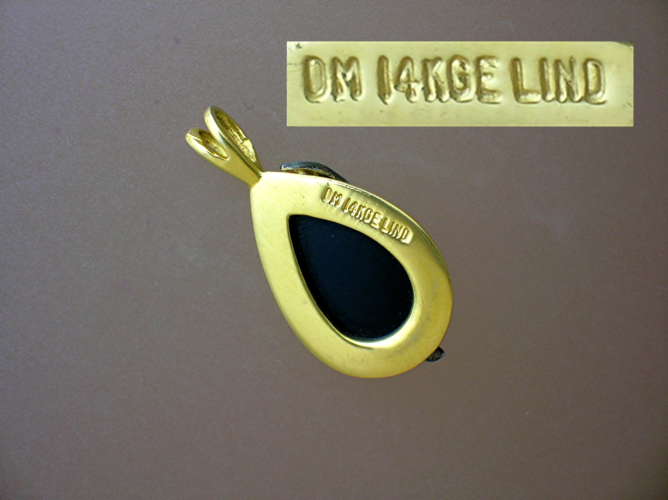14K Electroplate CZ & Black Onyx Pendant