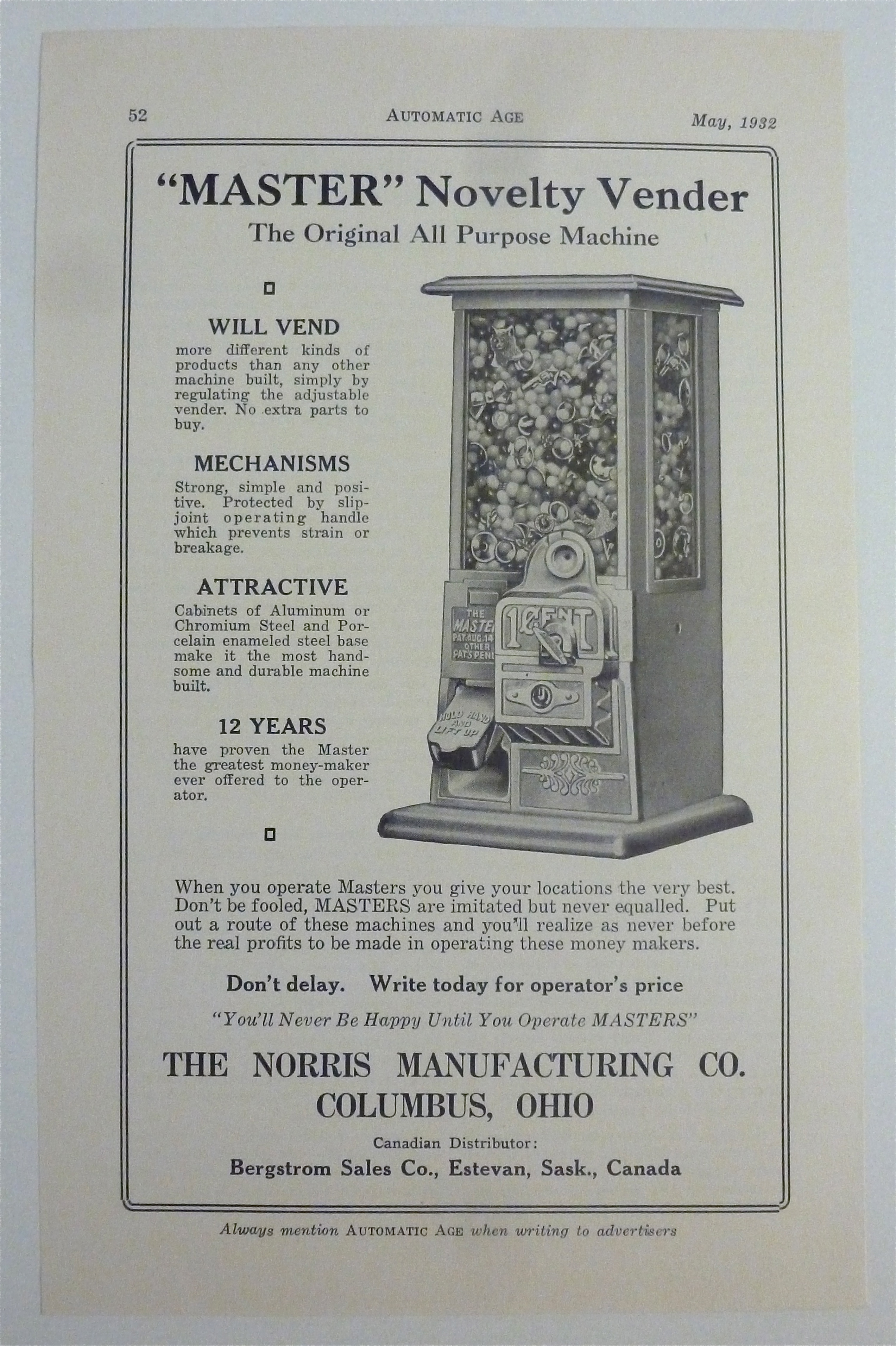 1932 Norris Manufacturing Co with Novelty Vendor