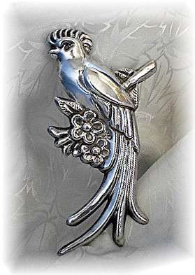 MEXICAN Silver  Brooch 4 3/4 Inch
