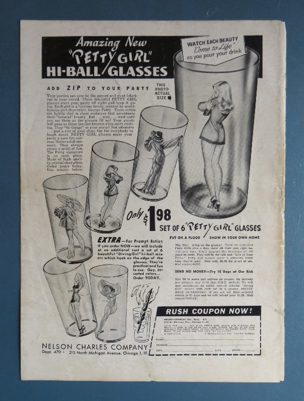 1949 Petty Girl Hi Ball Glasses with Petty Pin Up Girls