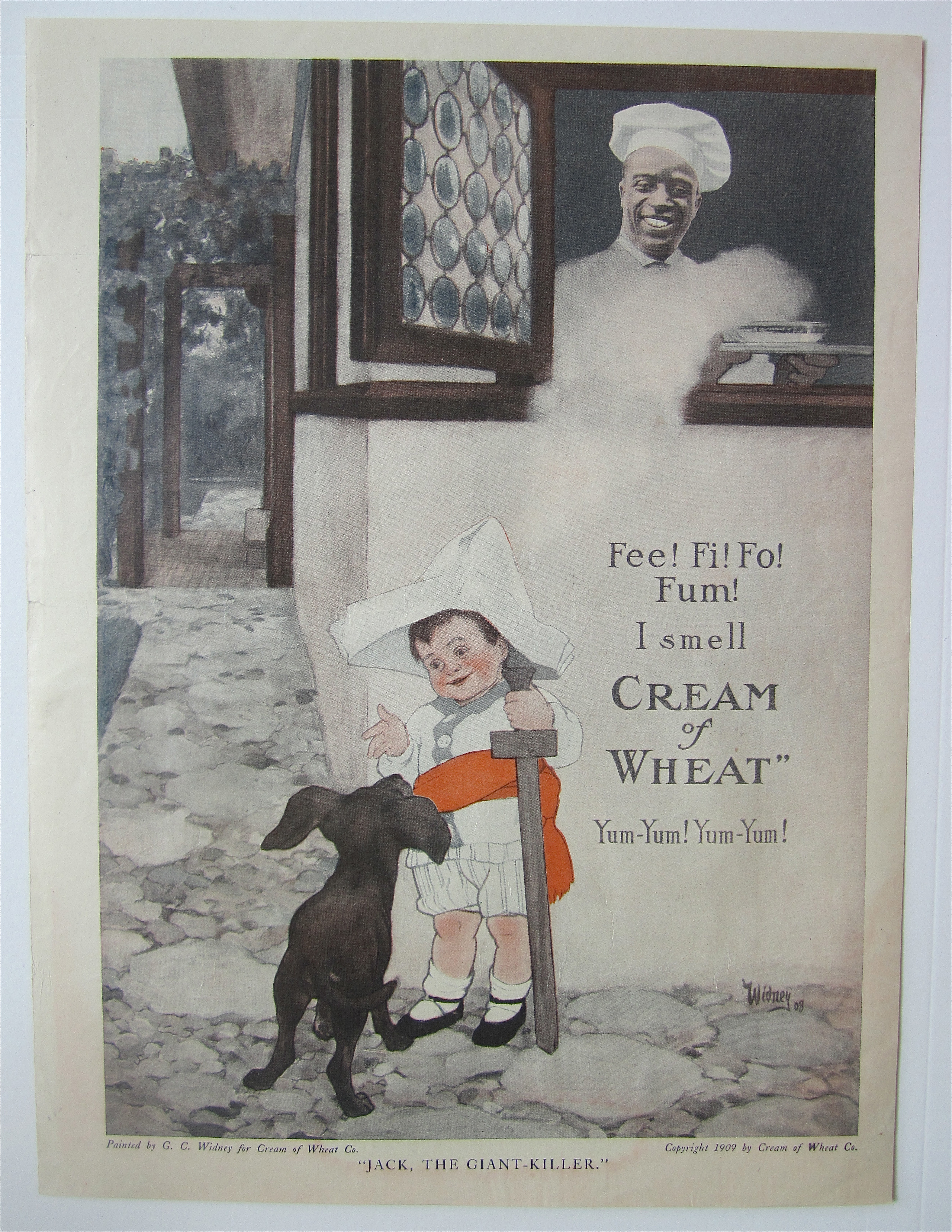1918 Cream Of Wheat Cereal with Little Boy & His Dog
