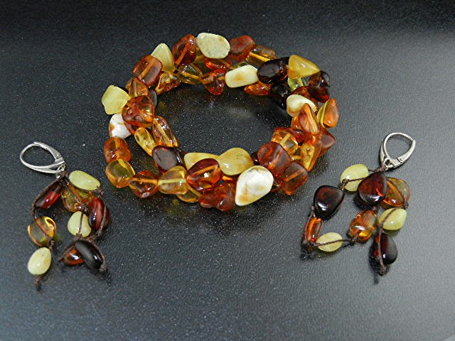 Amber Butterscotch & Golden Stretch Bracelet Sterling S