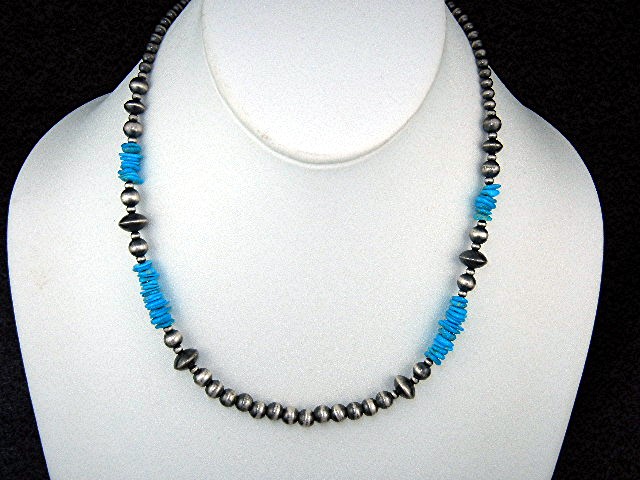 Navajo  Pearls Sterling Silver & Turquoise Necklace