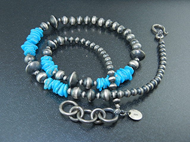 Navajo  Pearls Sterling Silver & Turquoise Necklace