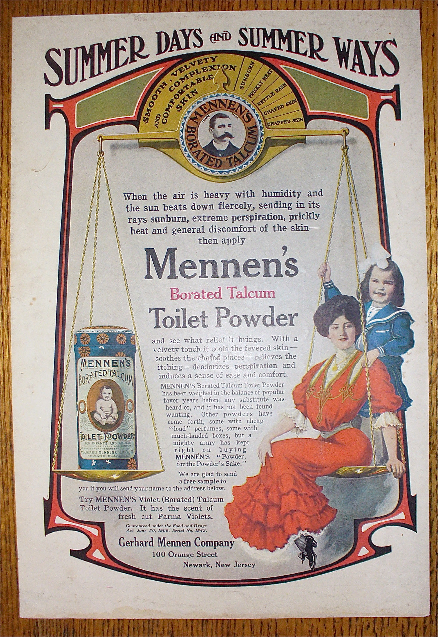 1907 Mennen's Borated Talcum Toilet Powder w/Woman