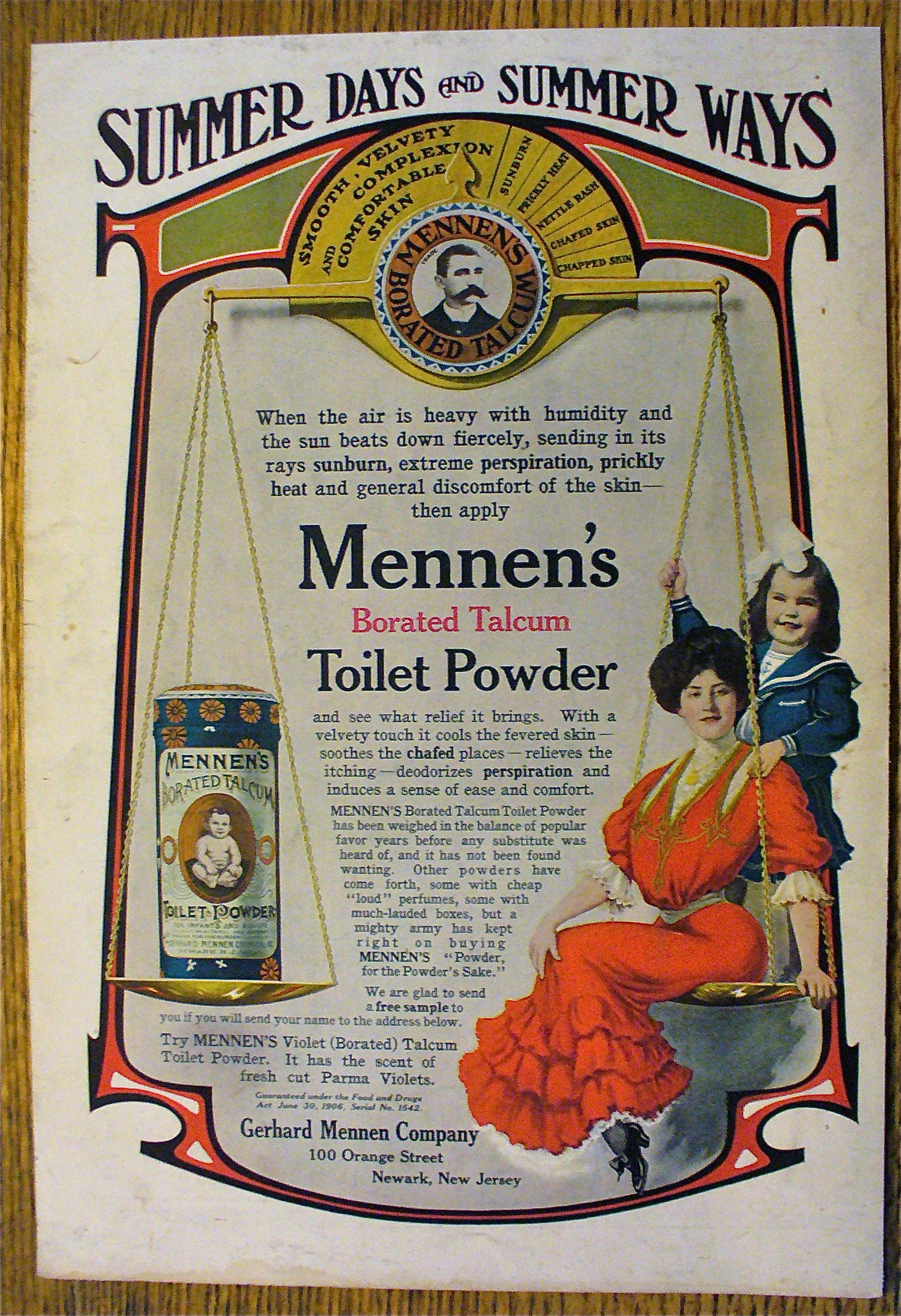 1907 Mennen's Borated Talcum Toilet Powder w/Woman