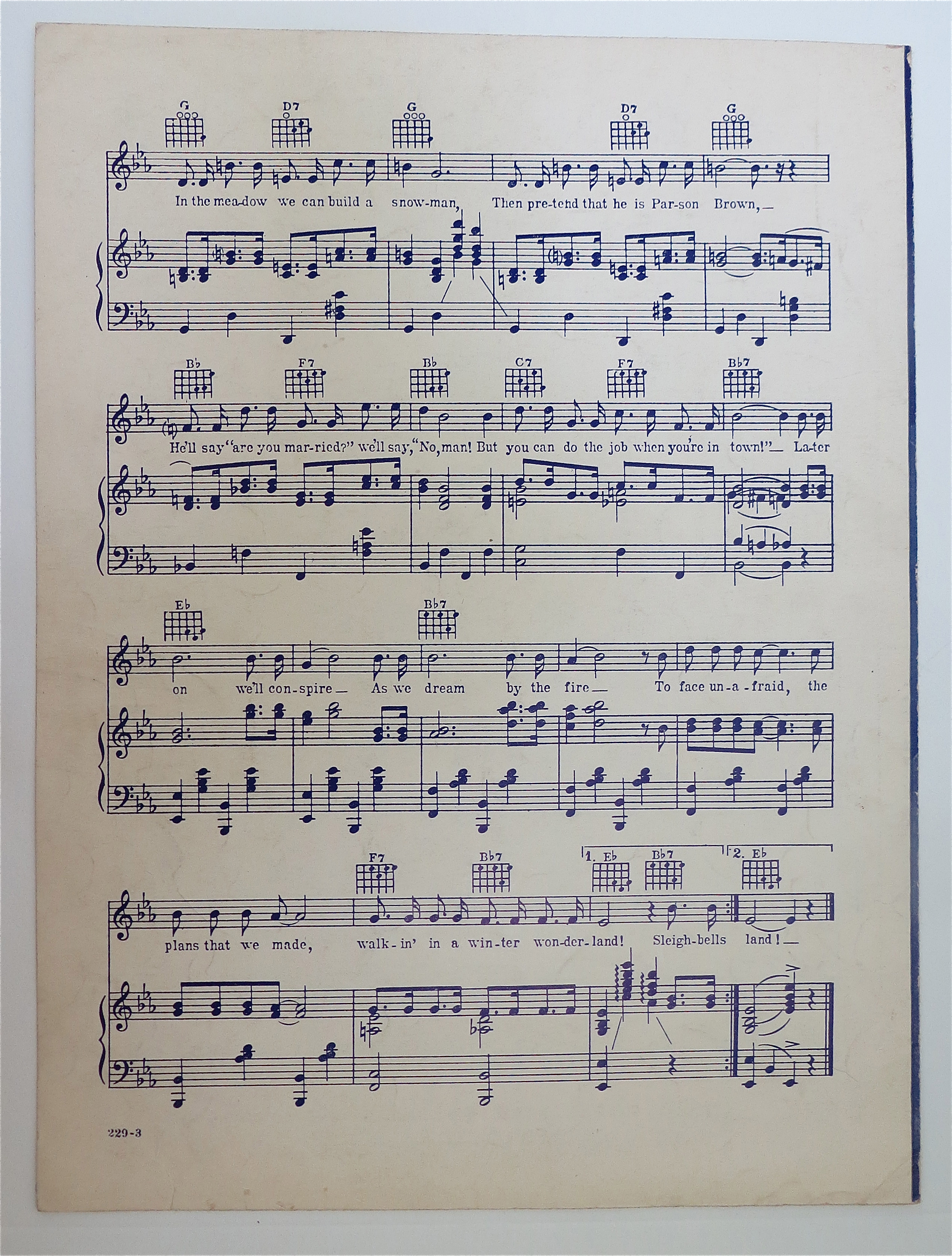 Sheet Music For 1934 Winter Wonderland