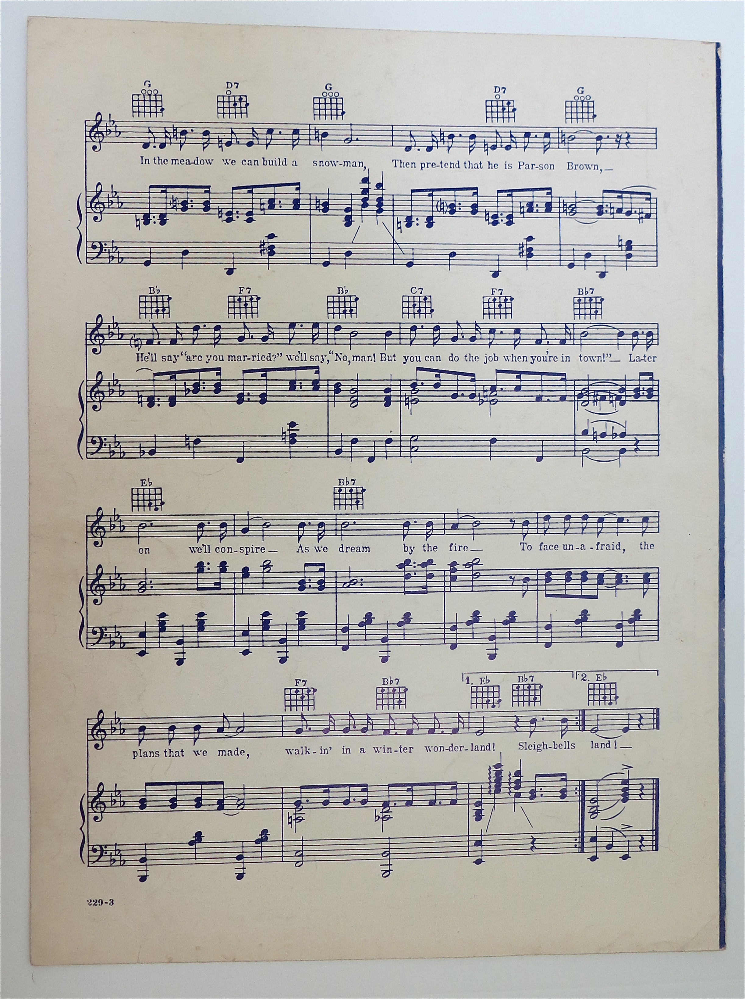 Sheet Music For 1934 Winter Wonderland