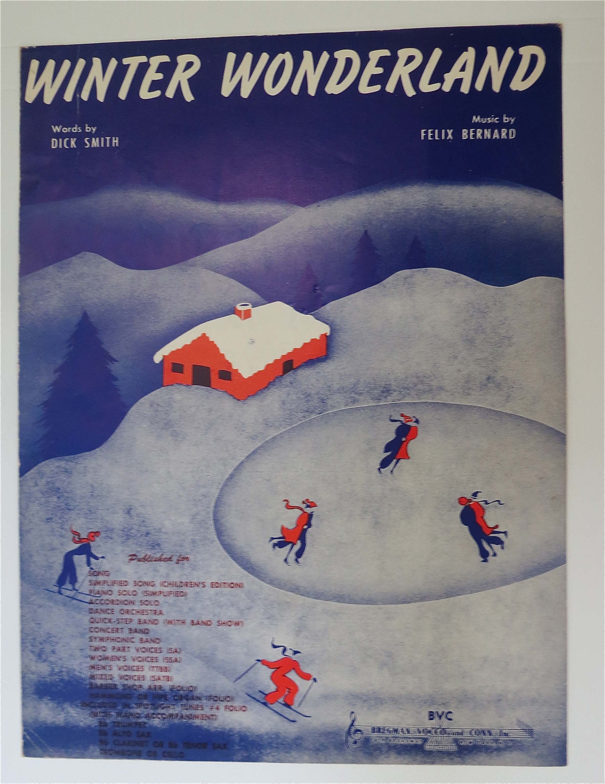Sheet Music For 1934 Winter Wonderland