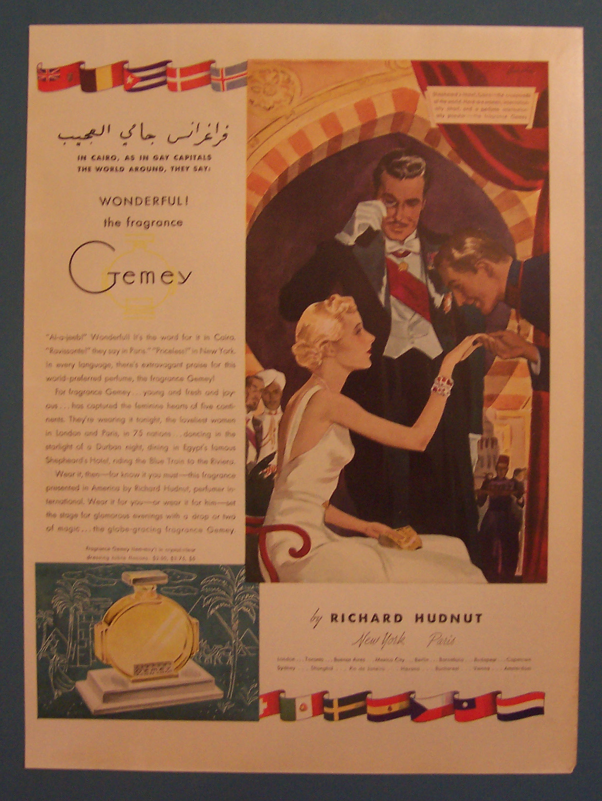 1936 Gemey Perfume with Man Kissing Woman's Hand