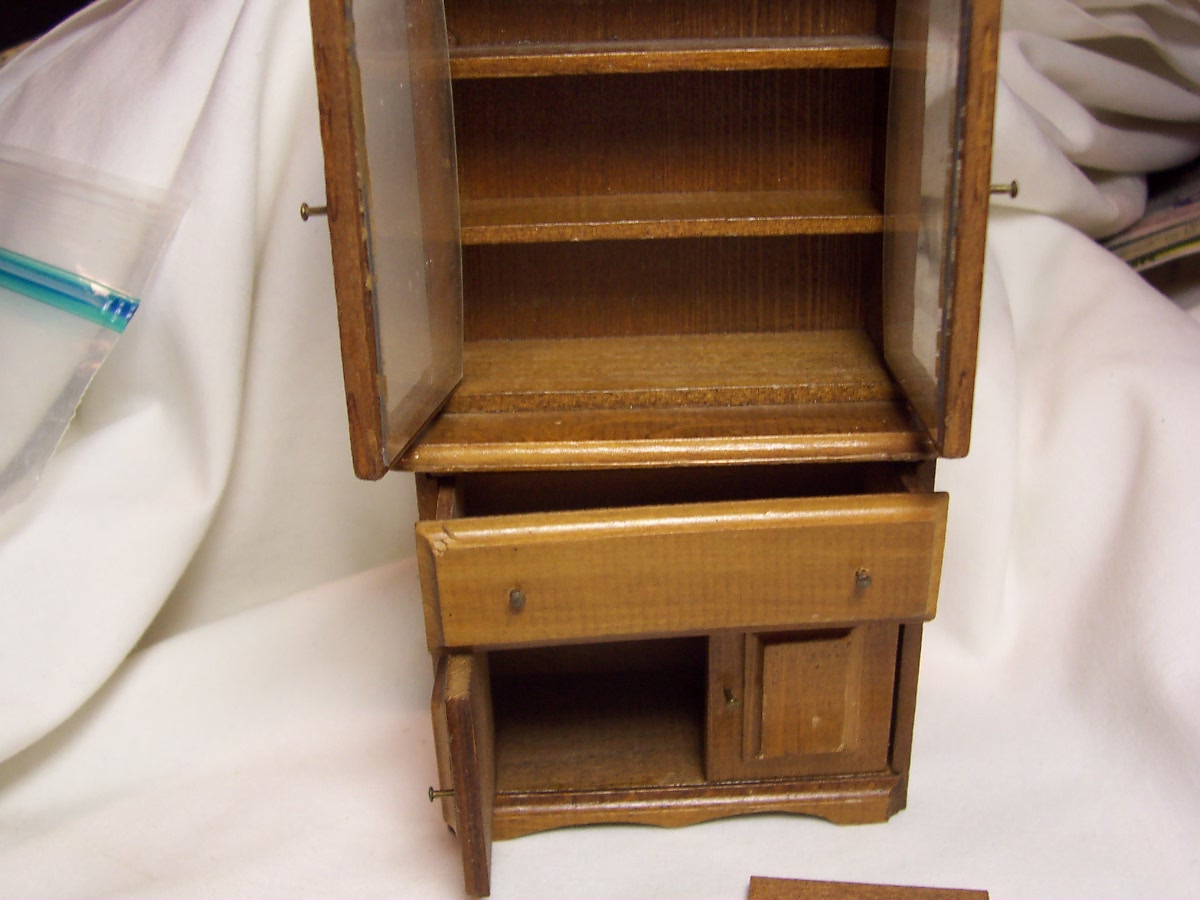 Dollhouse Wood Hutch with accessories