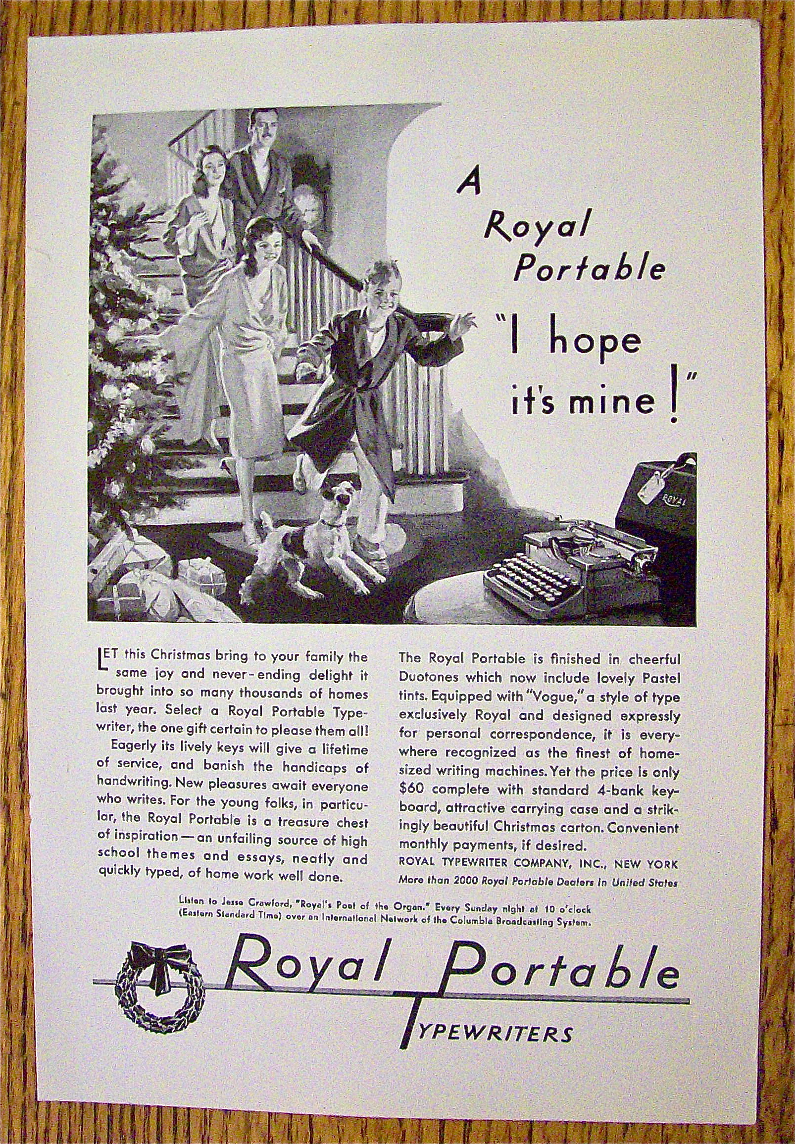 1930 Royal Portable Typewriter with Christmas Morning