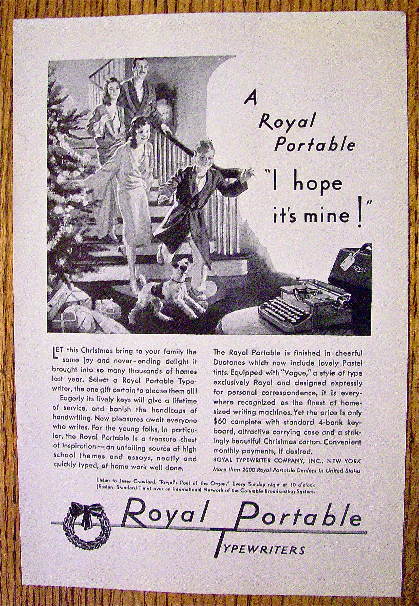 1930 Royal Portable Typewriter with Christmas Morning