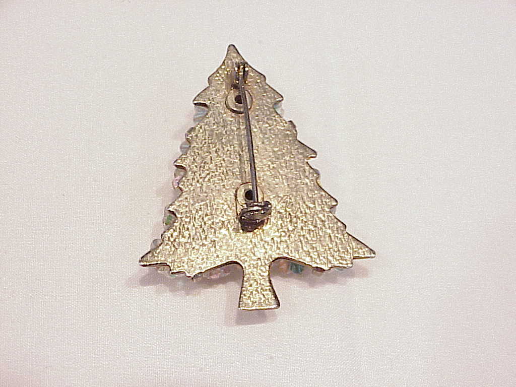 Vintage Rivoli Crystal Glass Bead And Rhinestone Christmas Tree Brooch