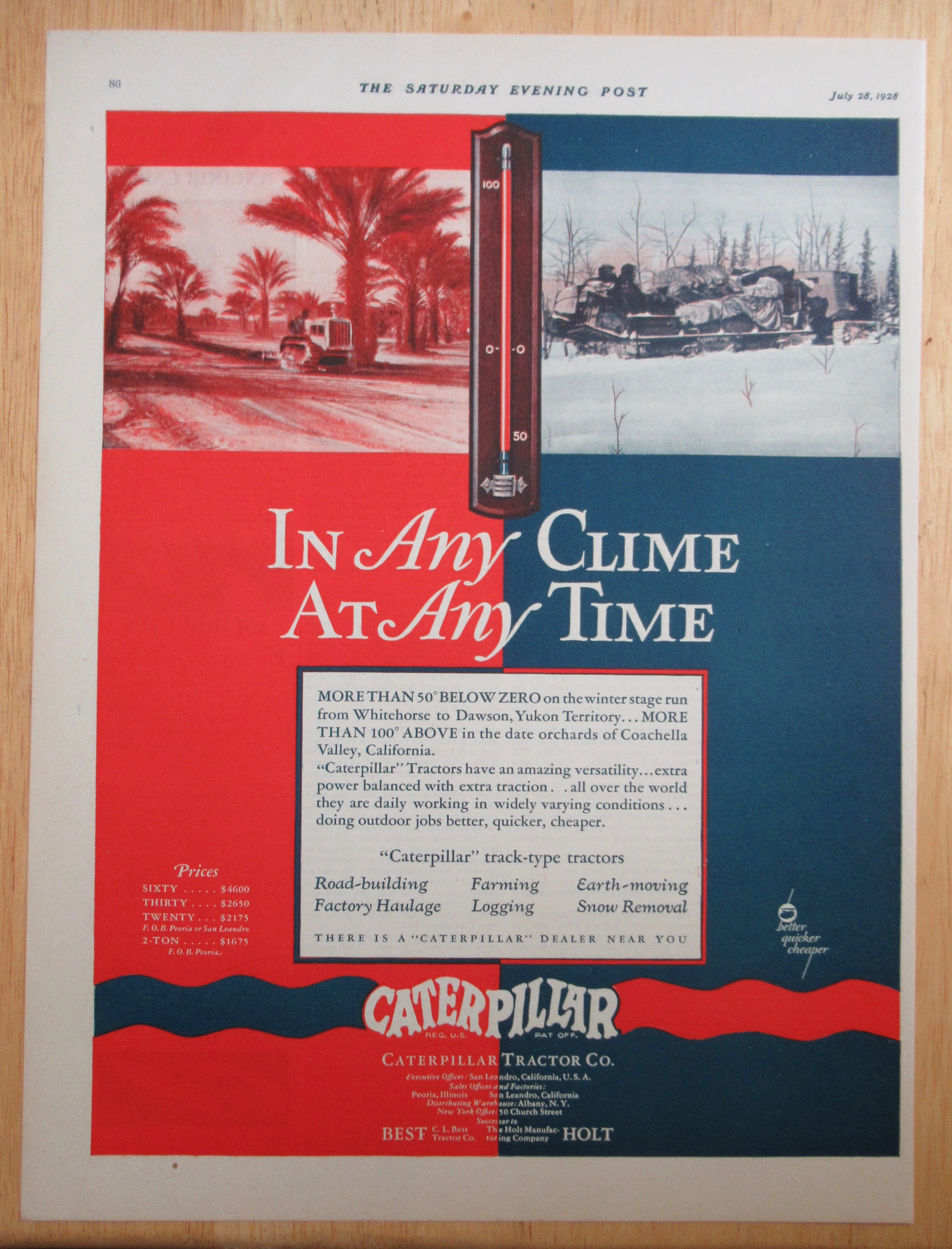 1928 Caterpillar Tractor Co with Any Clime at Any Time