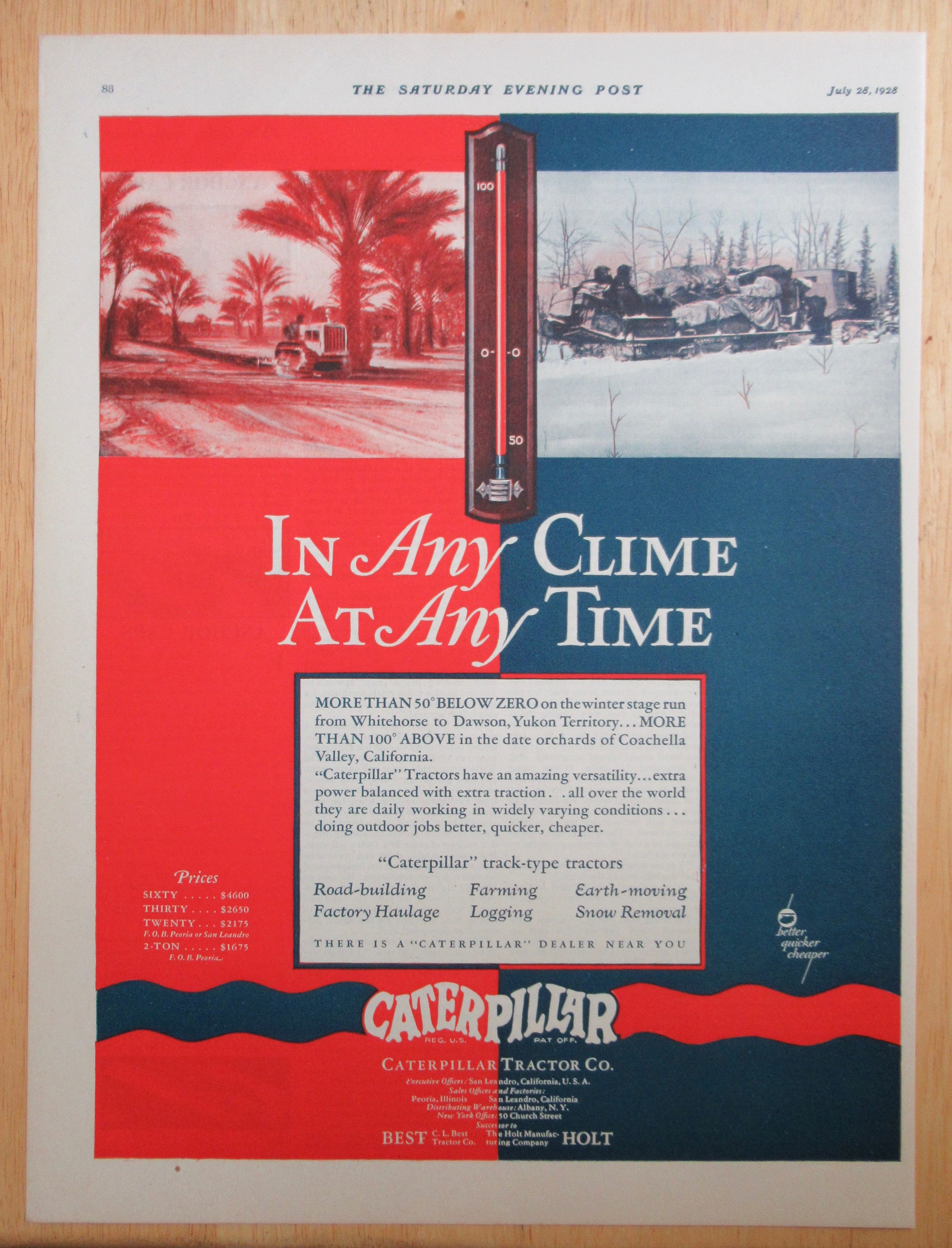 1928 Caterpillar Tractor Co with Any Clime at Any Time