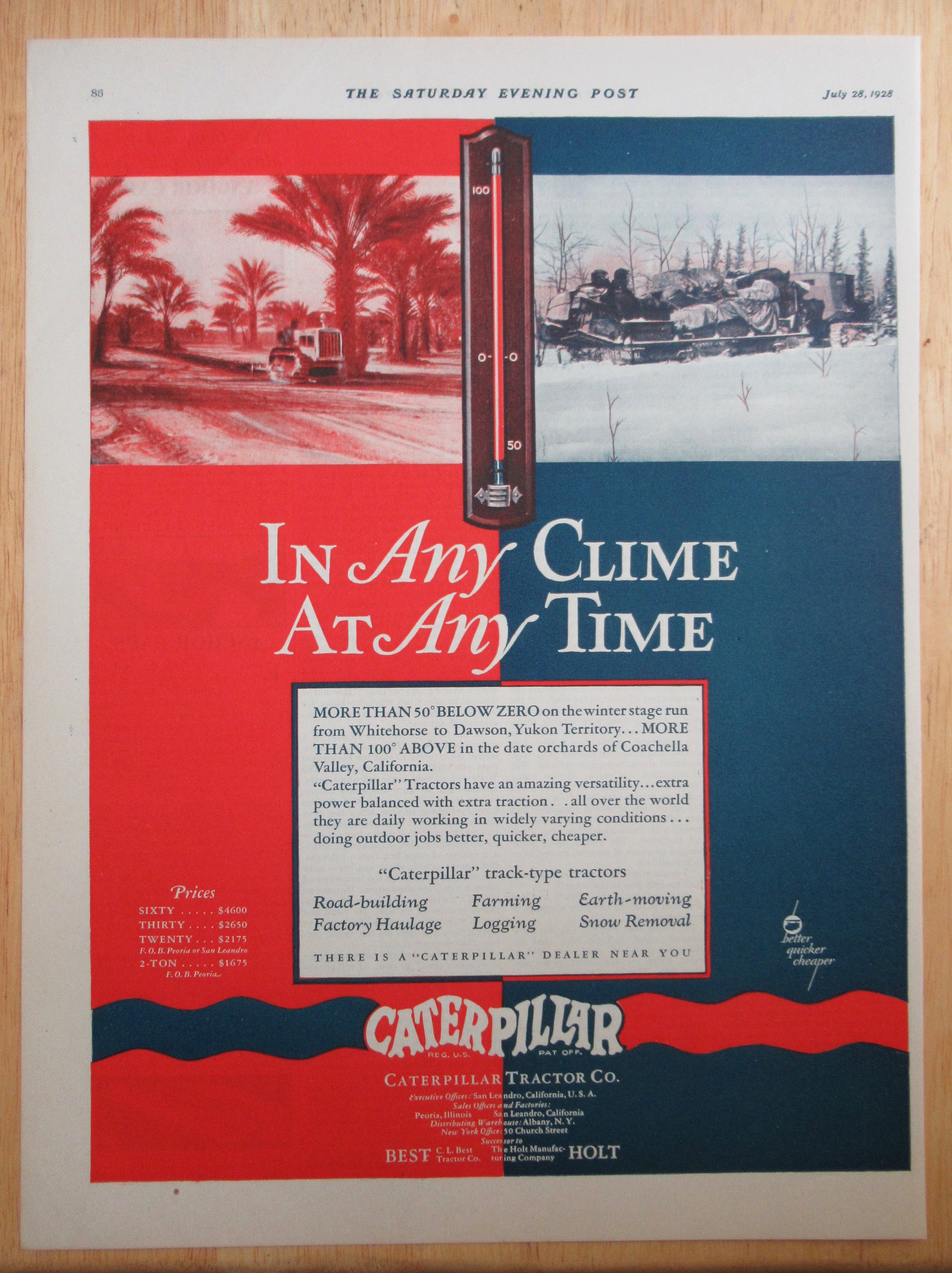 1928 Caterpillar Tractor Co with Any Clime at Any Time