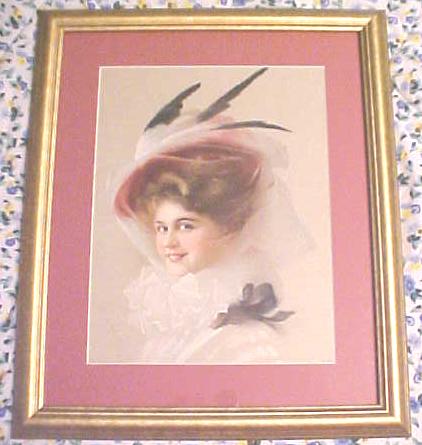 Print Lady with Veiled Hat 1910 Gibson Girl Style