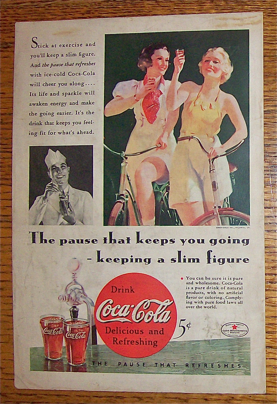 1934 Coca Cola (Coke) with Two Women On Bikes