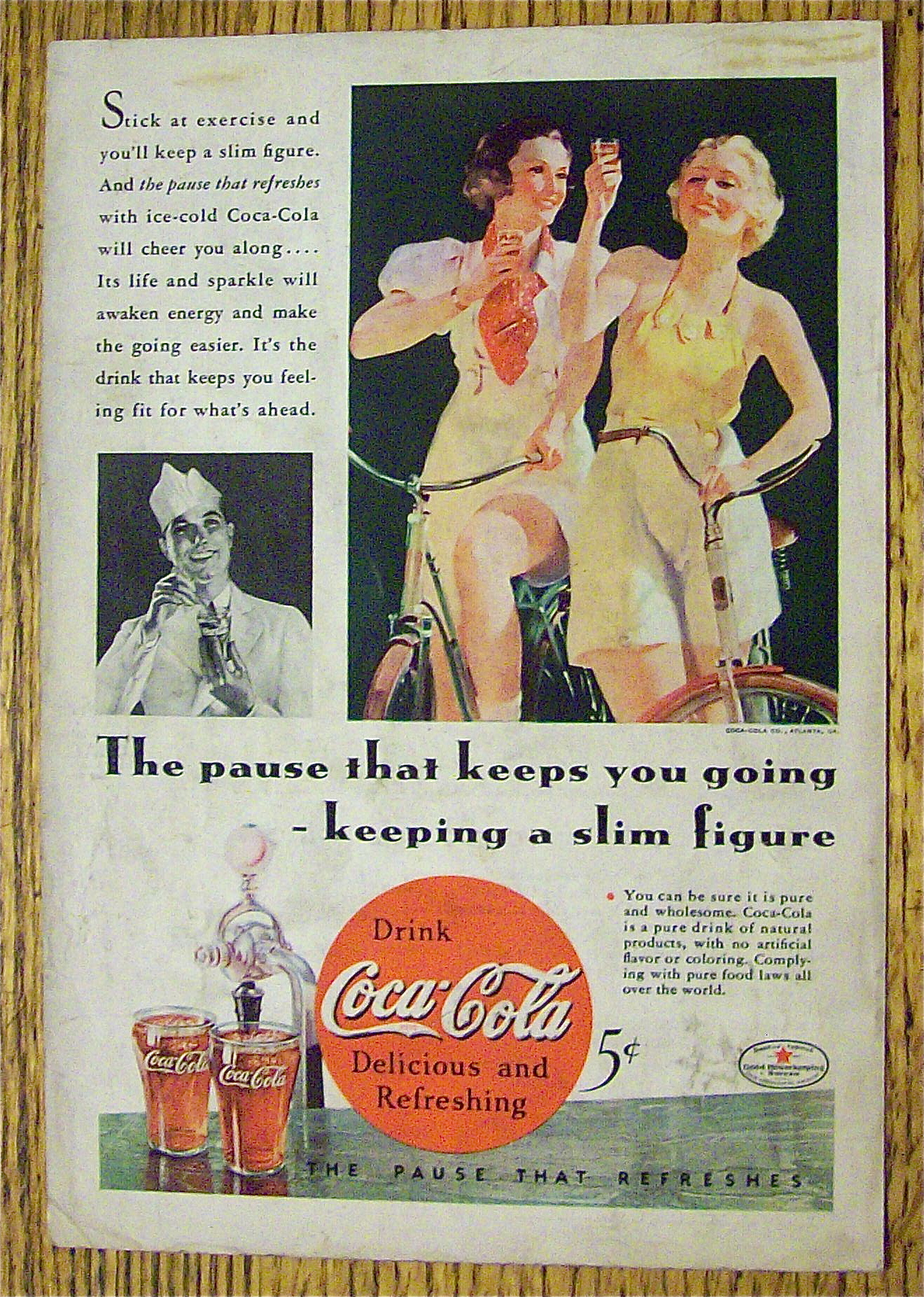 1934 Coca Cola (Coke) with Two Women On Bikes