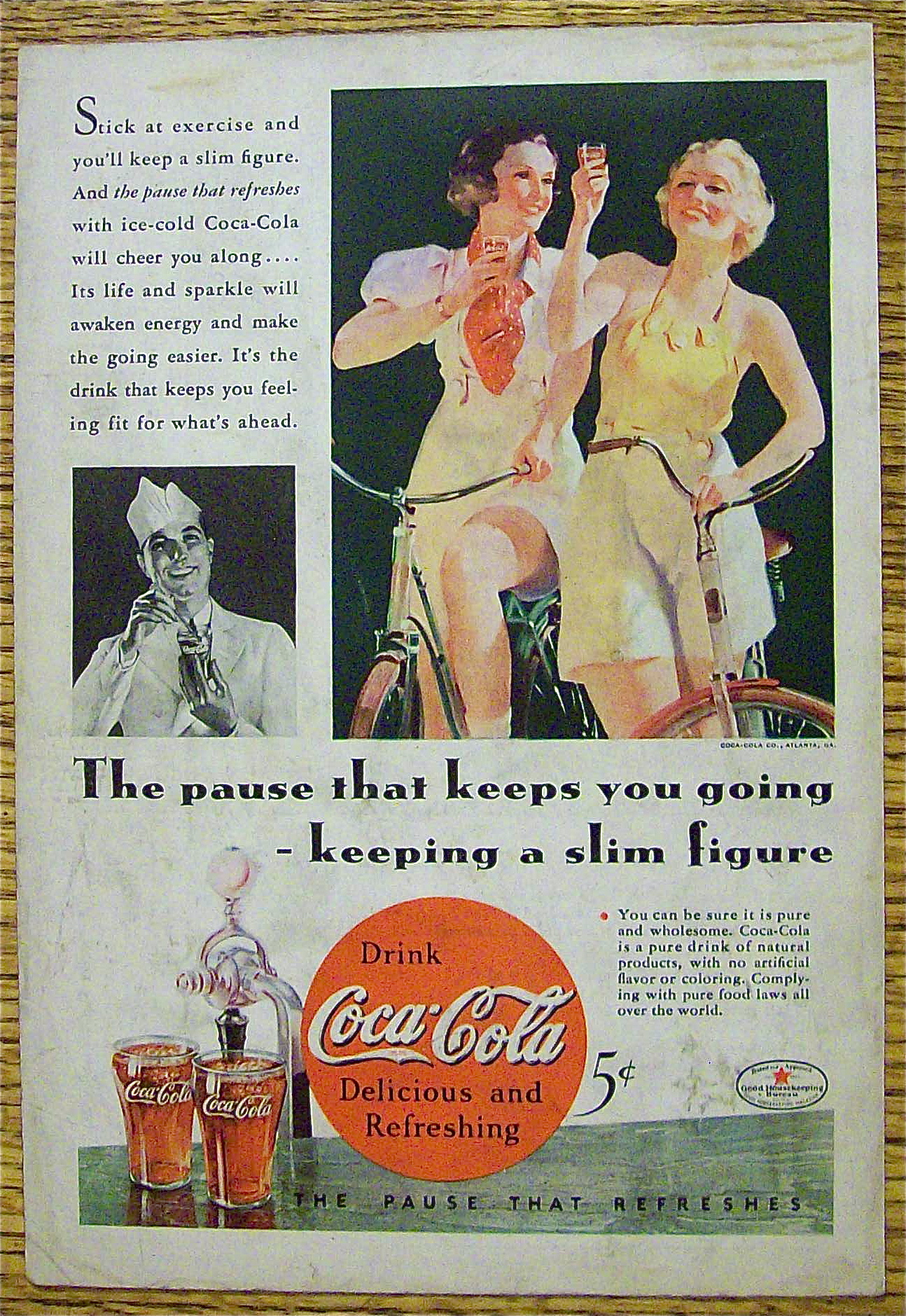 1934 Coca Cola (Coke) with Two Women On Bikes