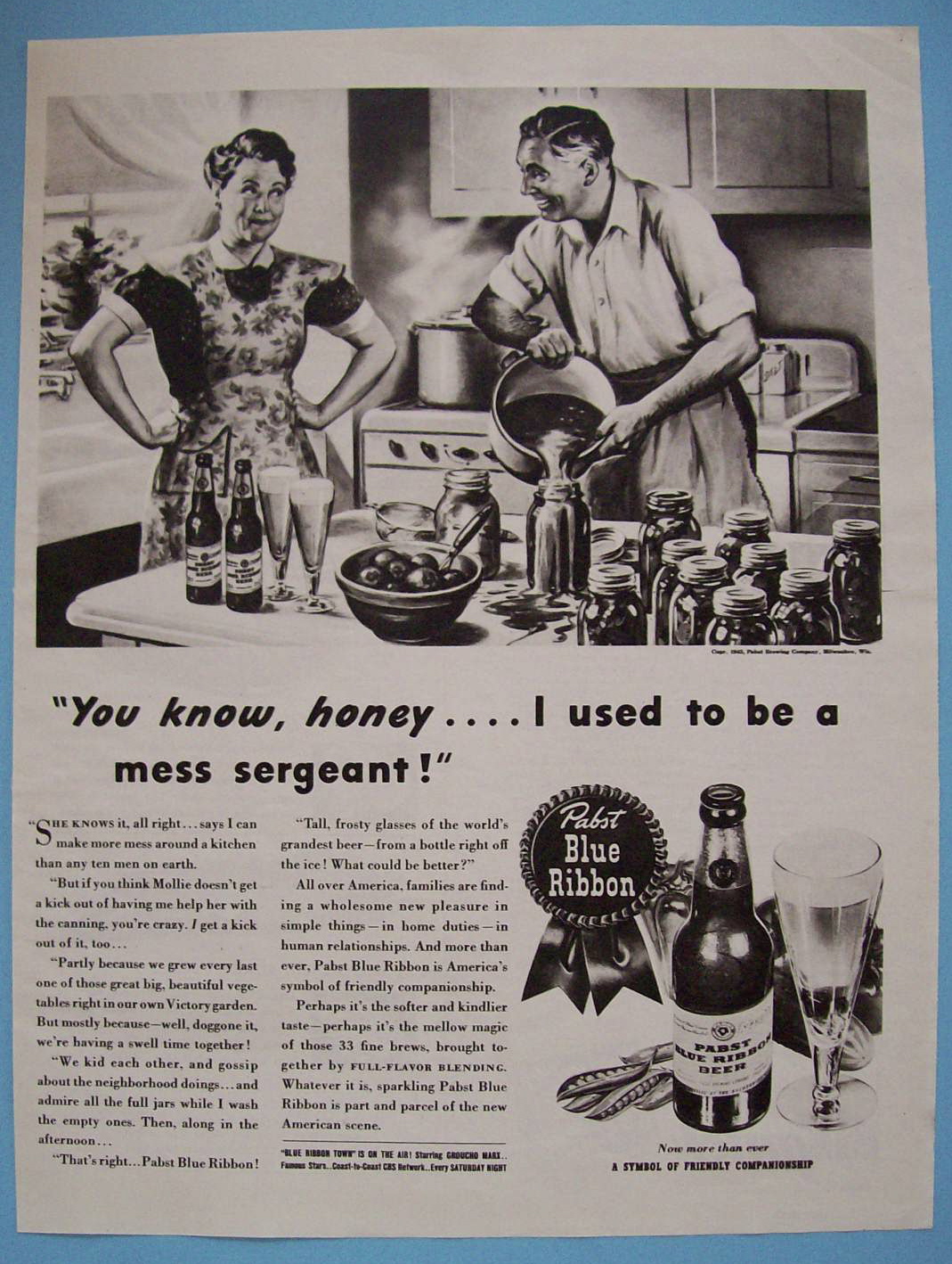 Vintage Ad: 1943 Pabst Blue Ribbon Beer