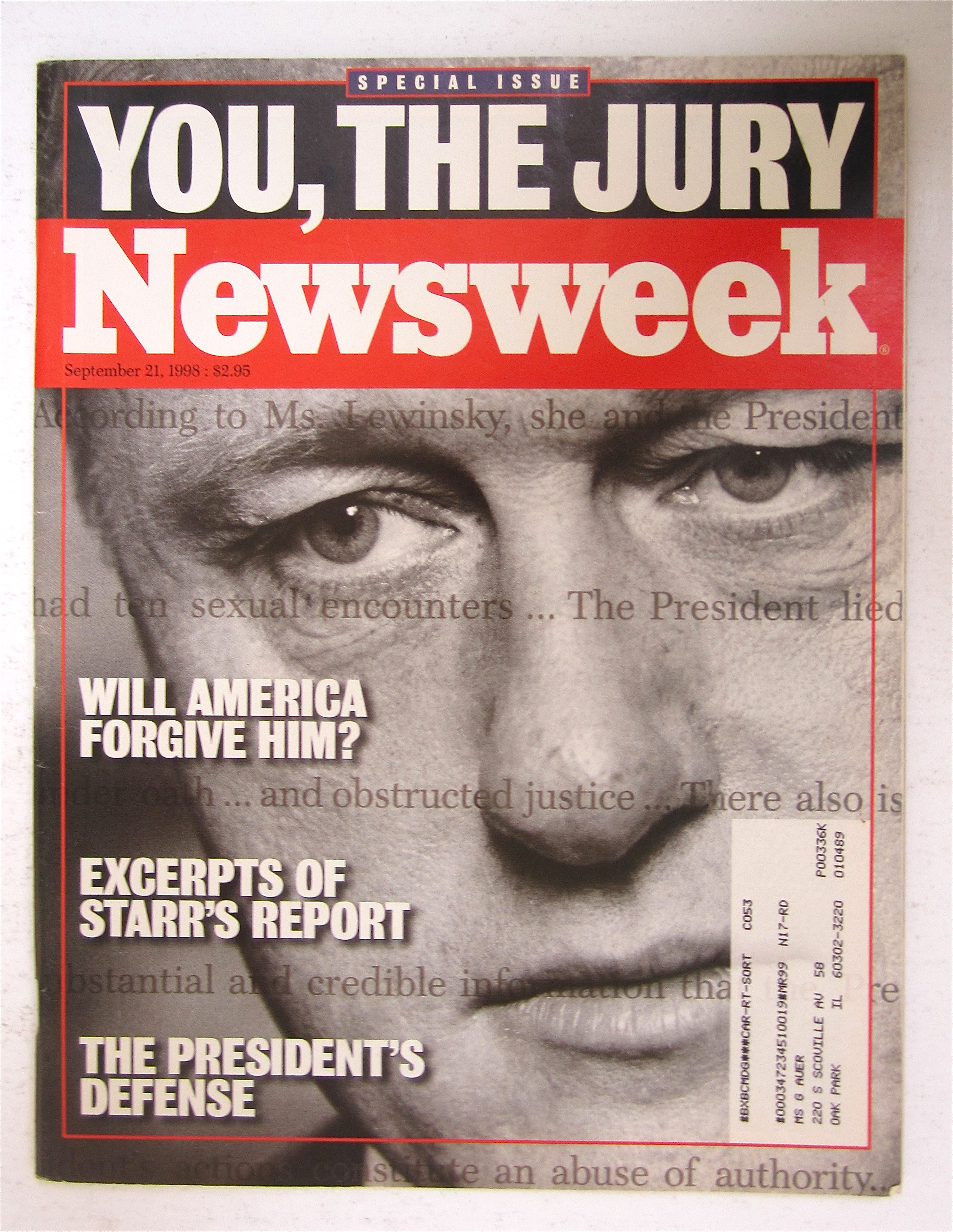 Newsweek Magazine September 21, 1998 You, The Jury