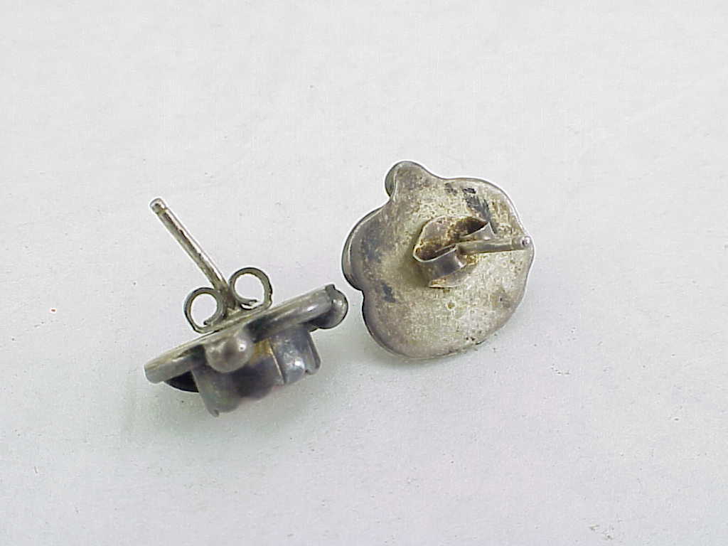 Native American Sterling Silver Mother Of Pearl Pierced Earrings