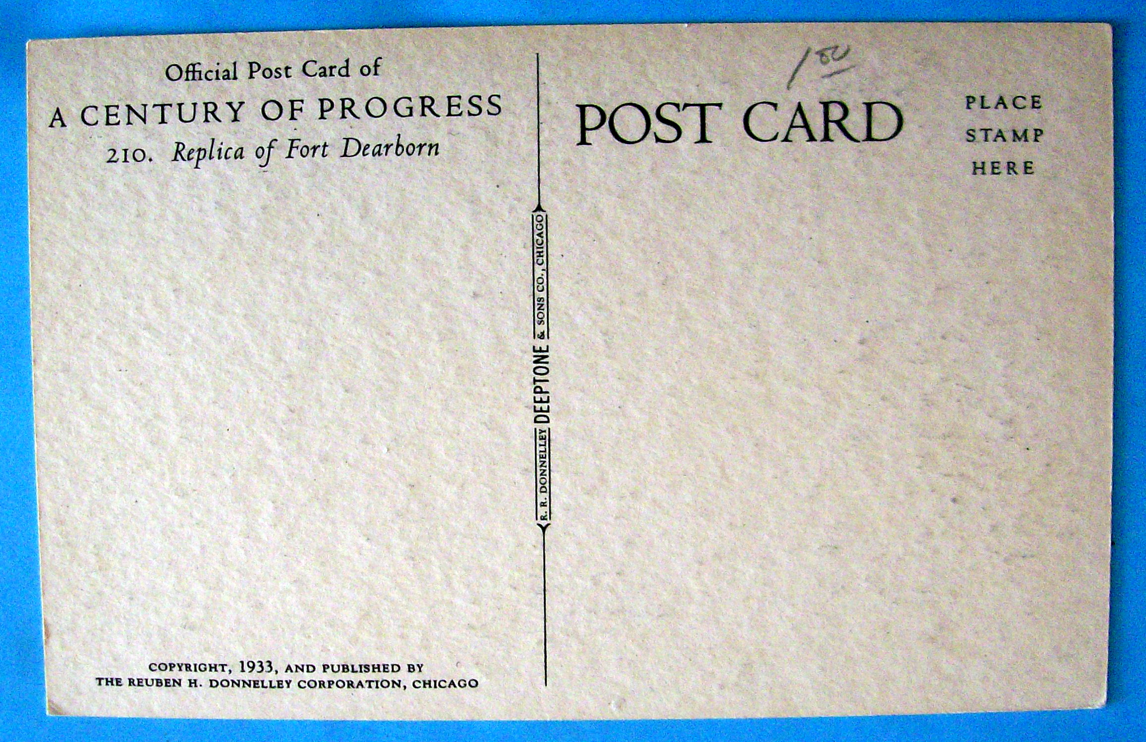 Postcard Of Replica of Fort Dearborn (Chicago Fair)