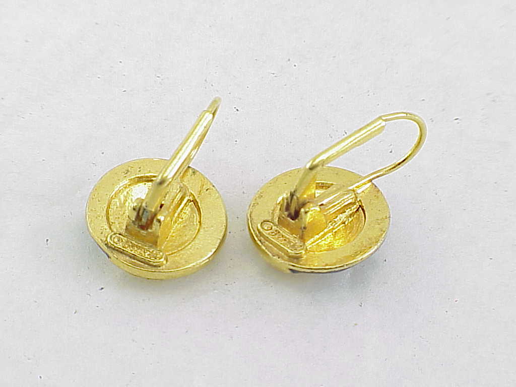 Berebi Dark Purple Enamel And Gold Tone Bird Pierced Earrings