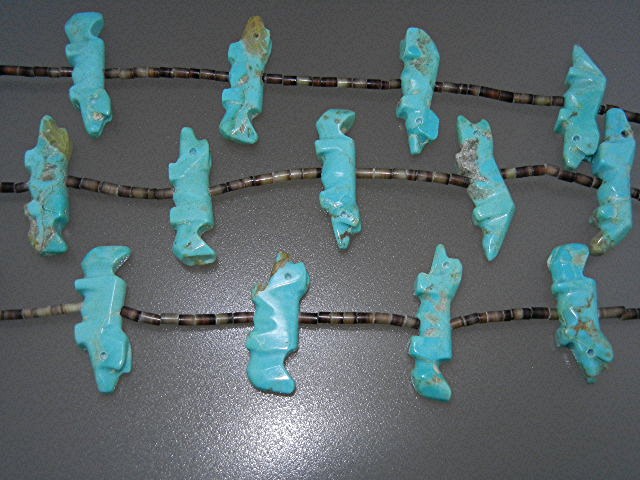 Native American Carved Turquoise Heishi Necklace
