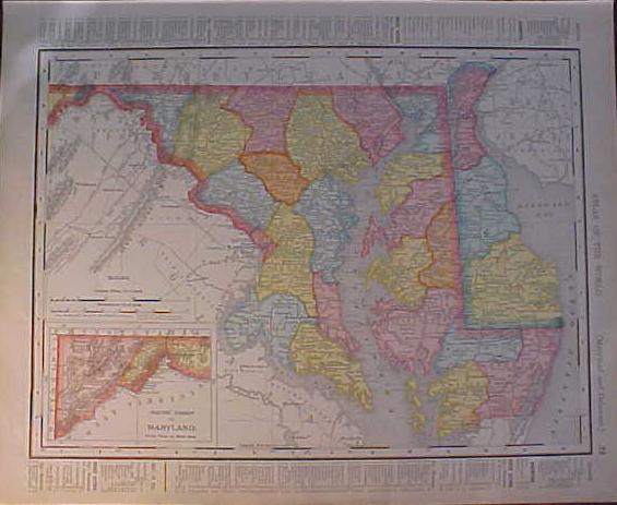 Antique Map Maryland & Baltimore 1907 Delaware Rand