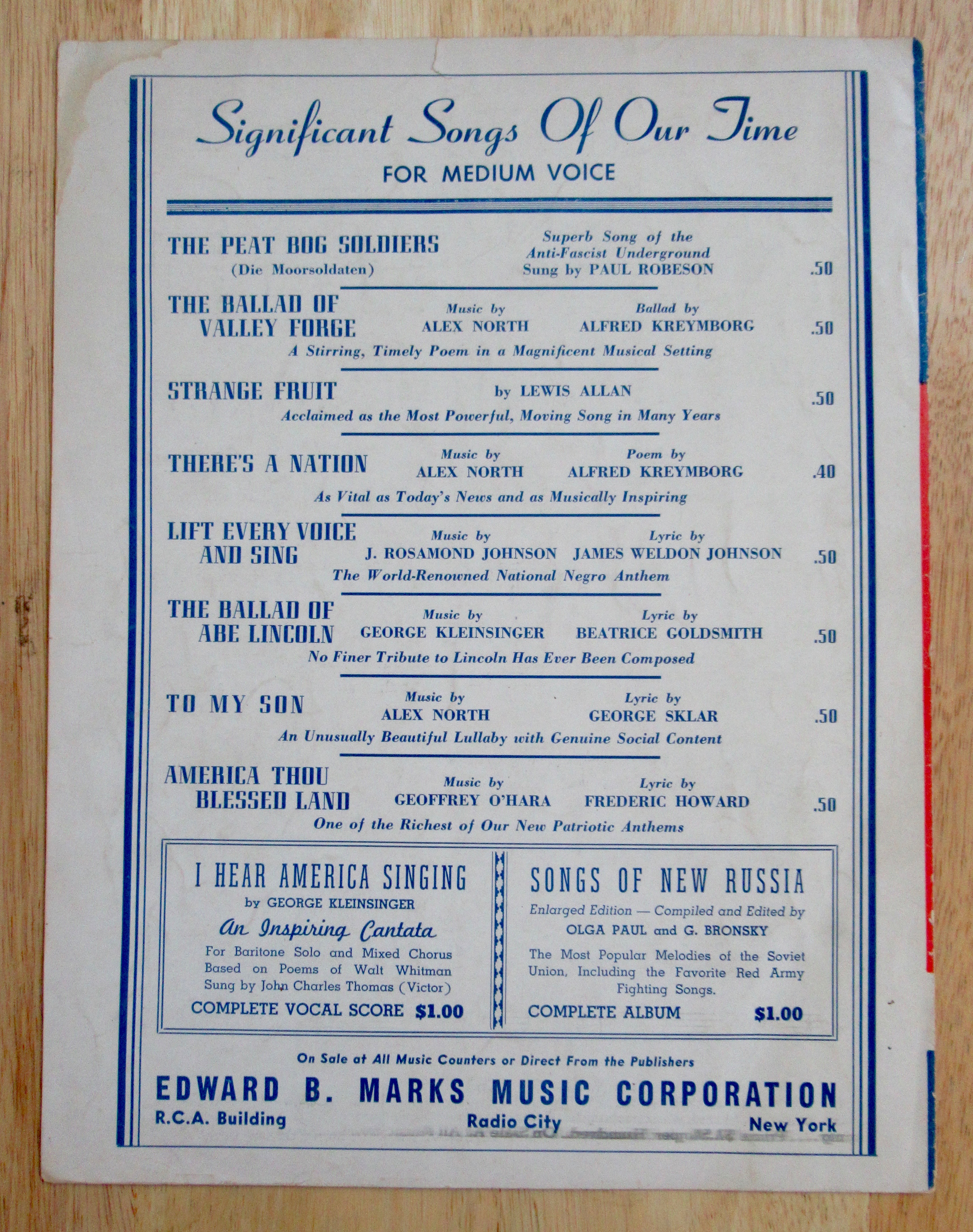 1932 The Marines' Hymn Sheet Music Shores of Tripoli