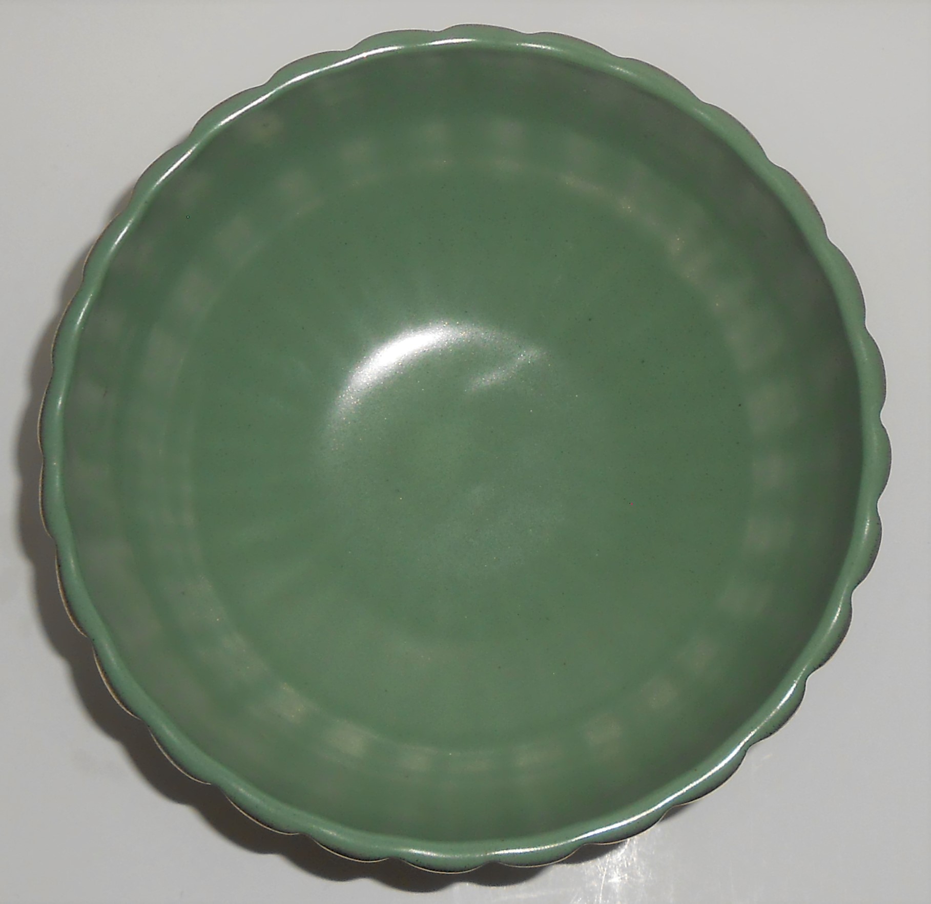 Bauer Pottery Tracy Irwin Green W/Gold Pumpkin Compote