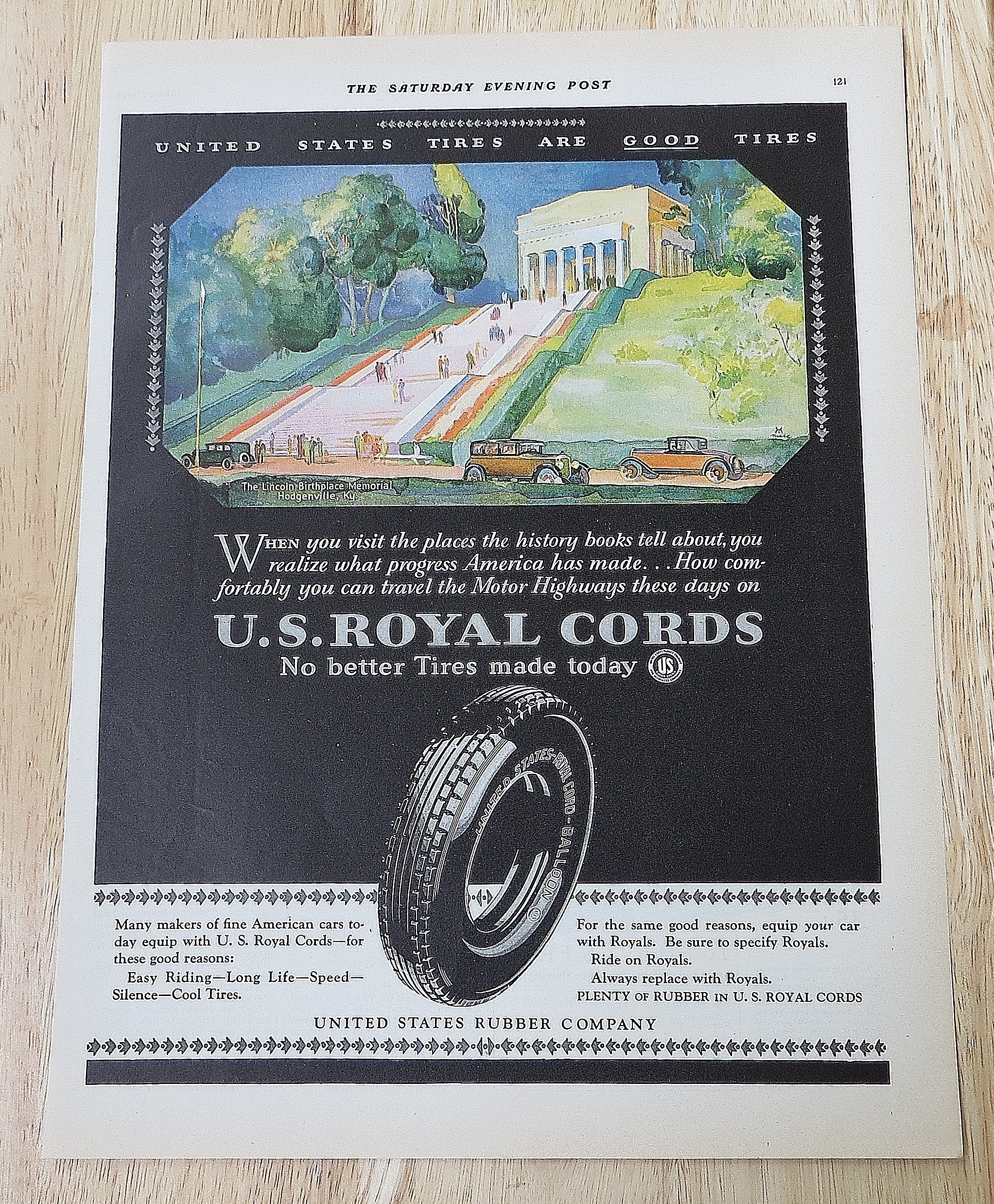 1928 U.S. Royal Cords With Lincoln Memorial
