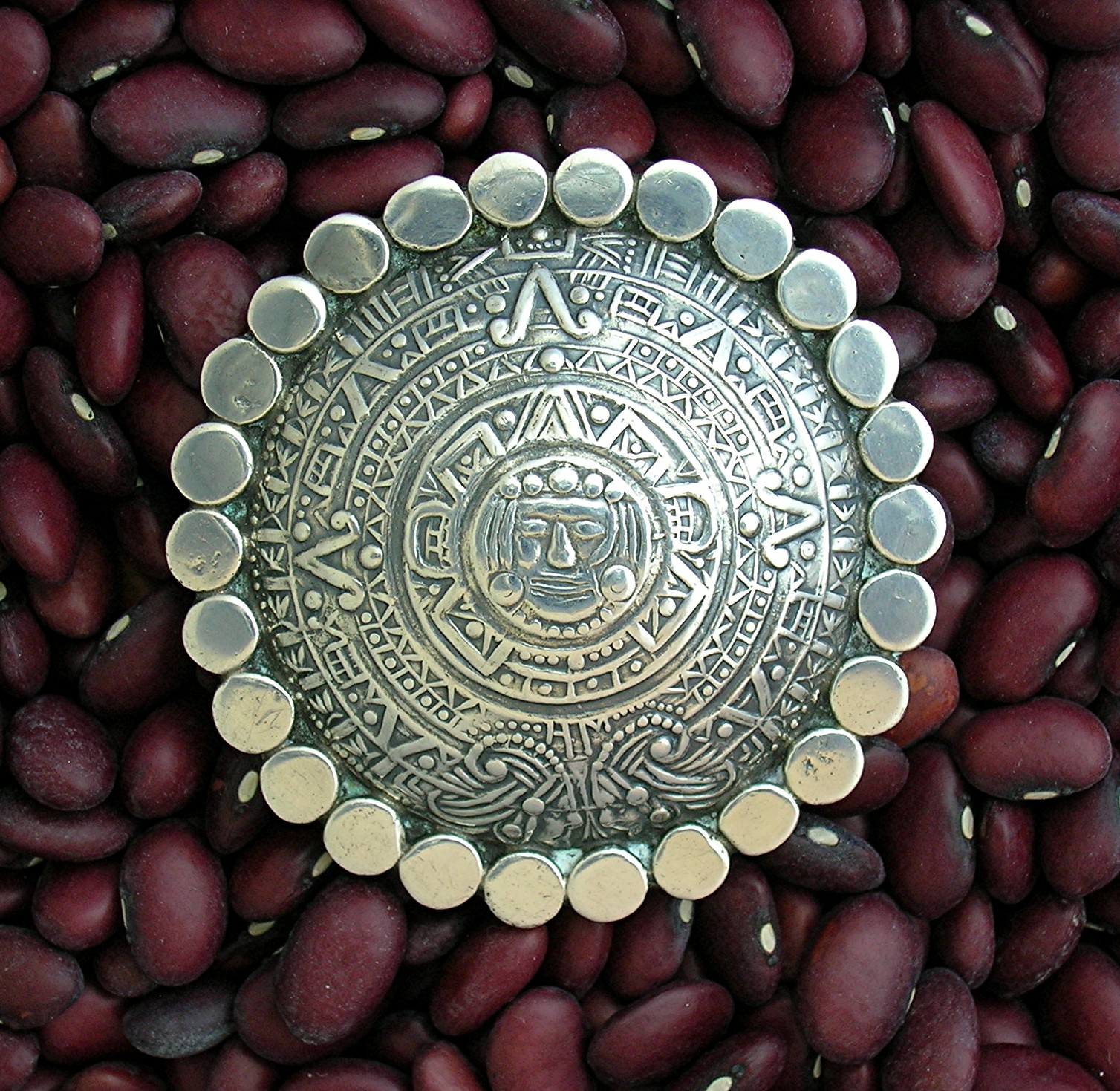 Sterling Silver Taxco Mexico TRM  Aztec Calender Pin