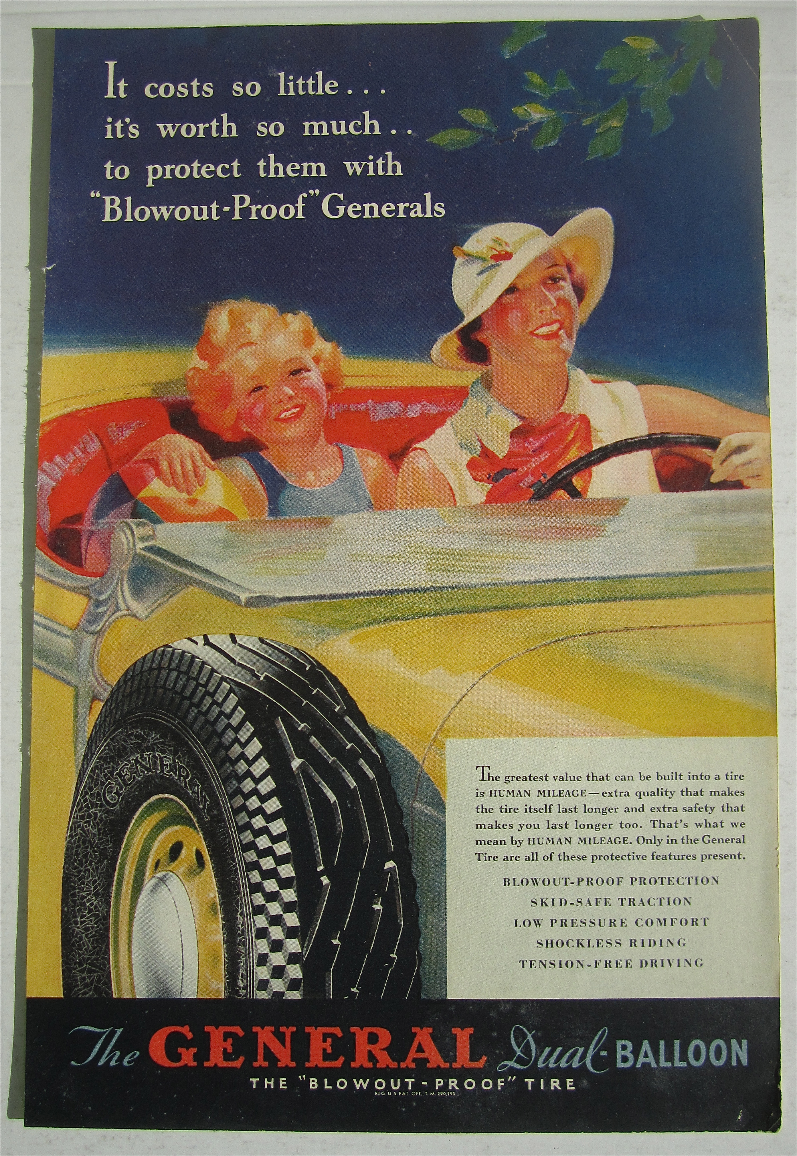 1935 General Dual Balloon Tires w/Woman & Child