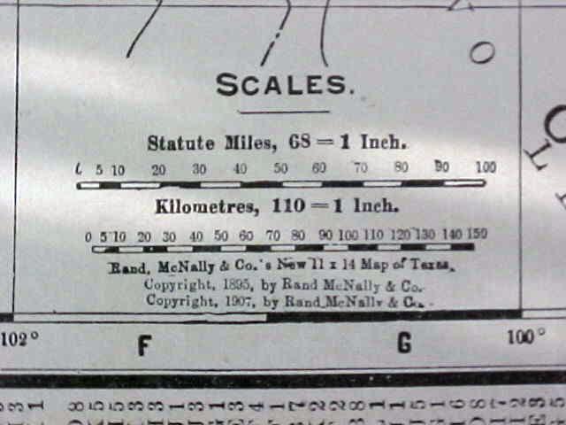 Map Texas & Oklahoma 1907 Rand McNally