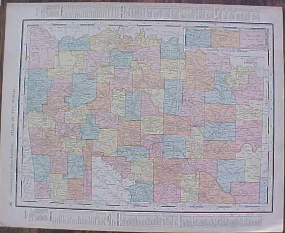 Map Texas & Oklahoma 1907 Rand McNally