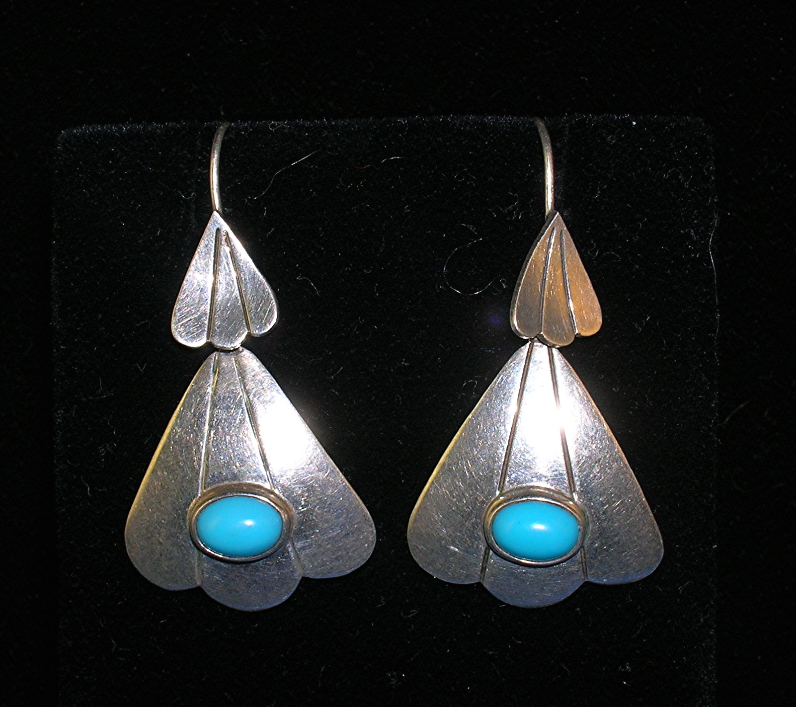 TaxcoSteling Silver and Turquoise Earrings TS-01 Mexico