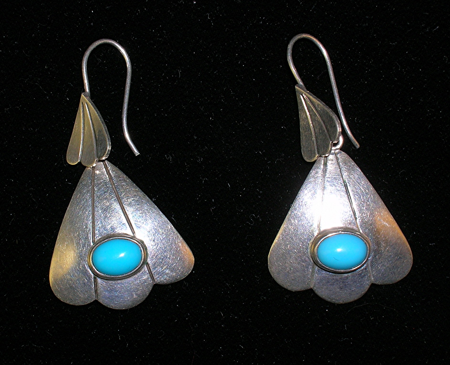 TaxcoSteling Silver and Turquoise Earrings TS-01 Mexico
