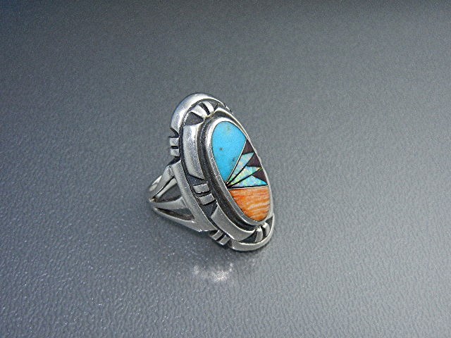 Native American Turquoise Opal Spiny Oyster Ring BY