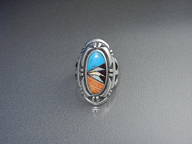 Native American Turquoise Opal Spiny Oyster Ring BY