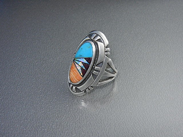 Native American Turquoise Opal Spiny Oyster Ring BY
